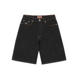 DUAL STRIPE DENIM SHORT [WASHED BLACK]