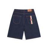 DUAL STRIPE DENIM SHORT [WASHED INDIGO]