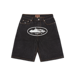 ISLAND BAGGY DENIM SHORT [WASHED BLACK]